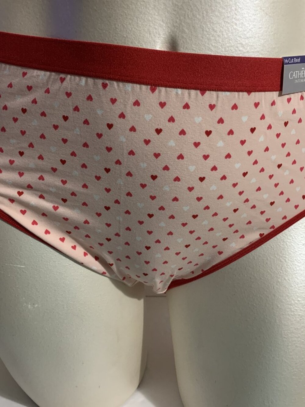 Catherines Hi-Cut Panties Underwear Cotton Blend Hearts Valentine's Pink Plus 2X